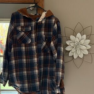 Plaid Hooded Mens  Jacket